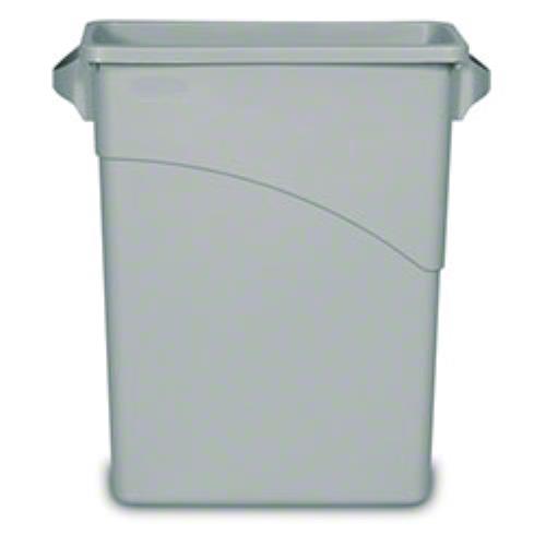 Rubbermaid® Slim Jim® Waste Container With Handles, 15.9 Gal, Grey, 1/Each